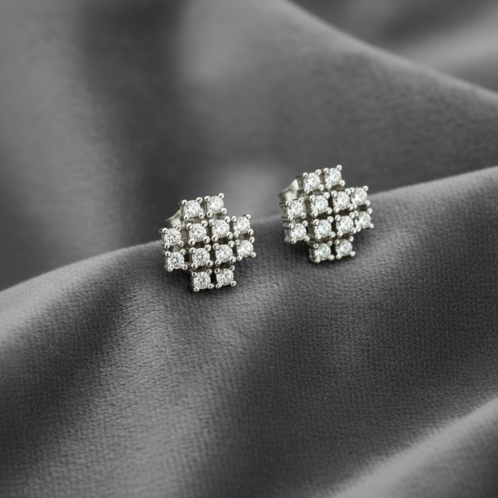 Cross Cluster Stud Earrings