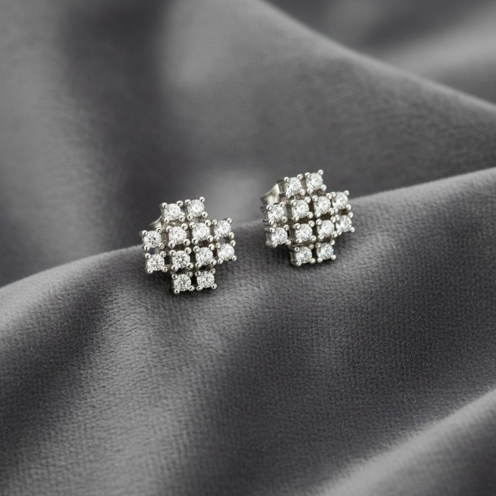 Cross Cluster Stud Earrings