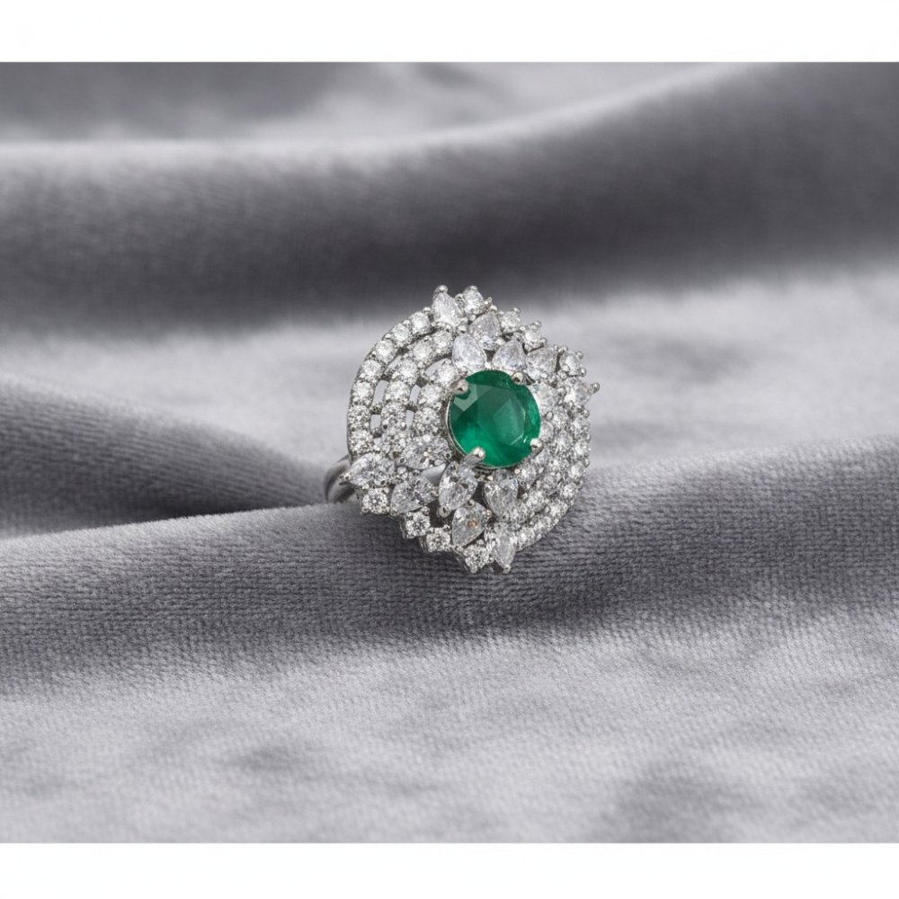 Emerald Halo Cocktail Ring