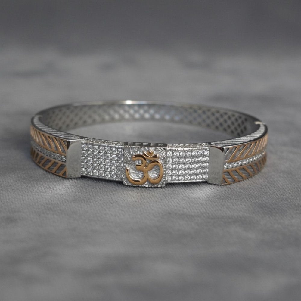 Om Devotional Silver Kada