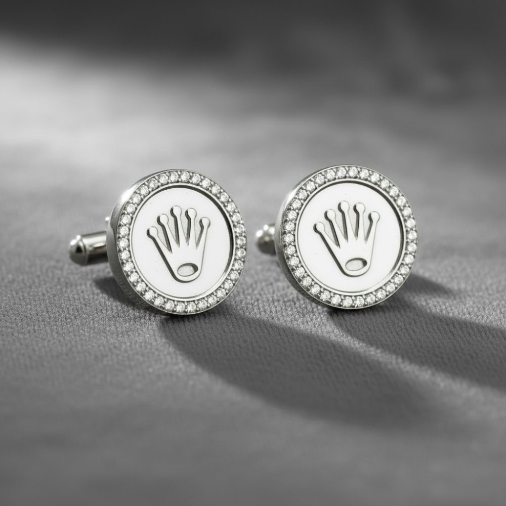 Regal Crown Circular Cufflinks