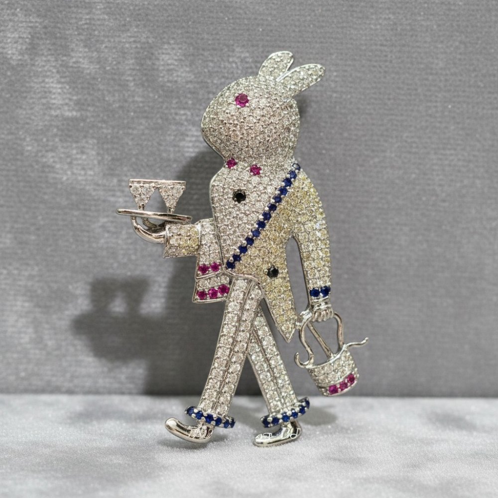 Crystal Dappled Rabbit Butler Brooch