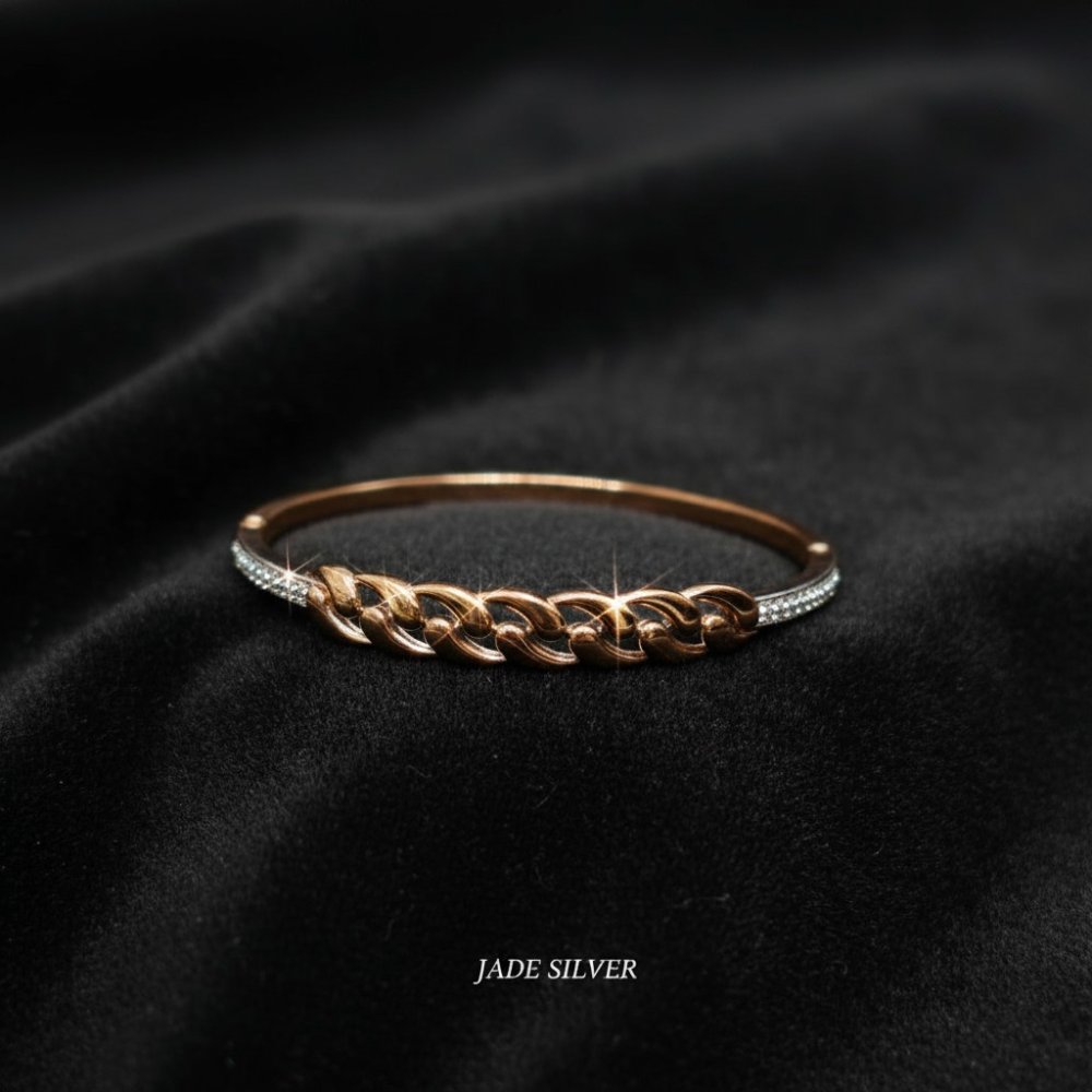 Rose Gold Braided Link 925 Silver Kada