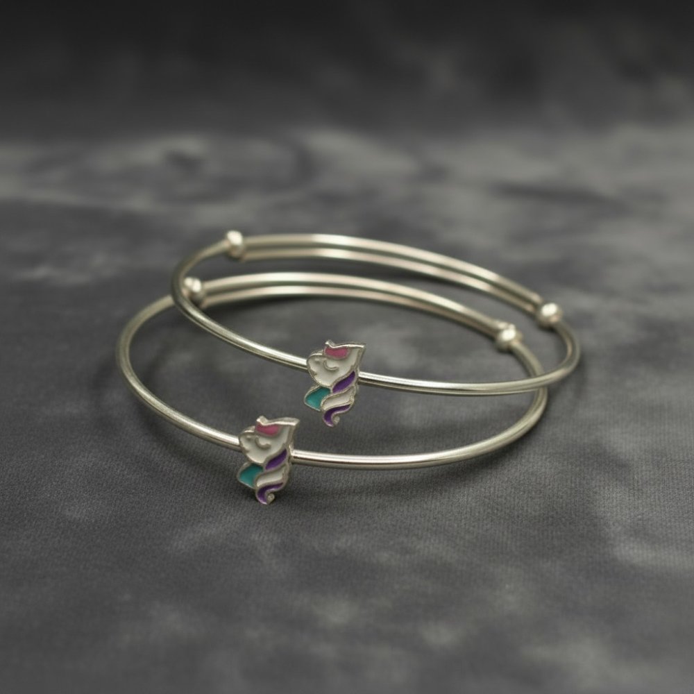 Unicorn Magic Silver Baby Kada (Pair)