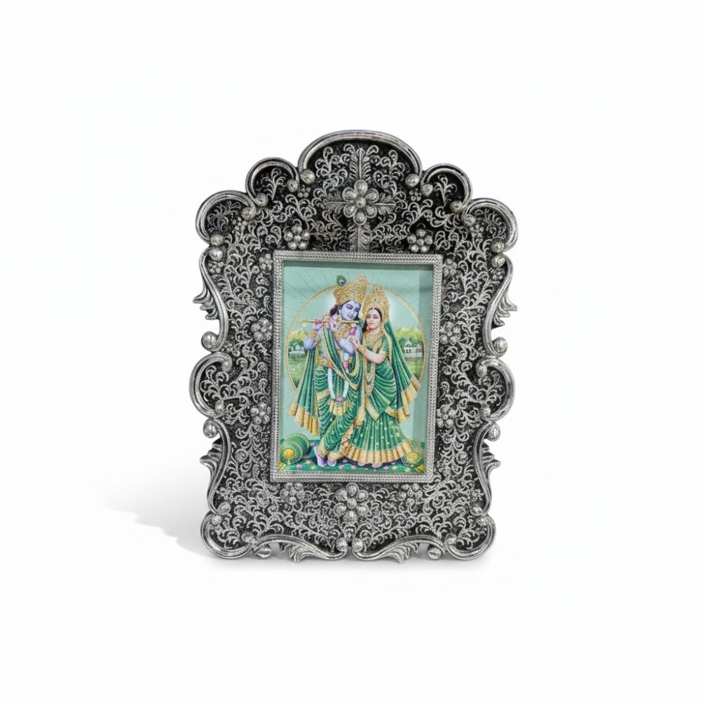 Divine Radha Krishna Silver Frame