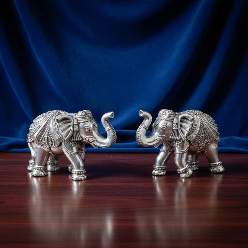 Royal Silver Elephant Pair