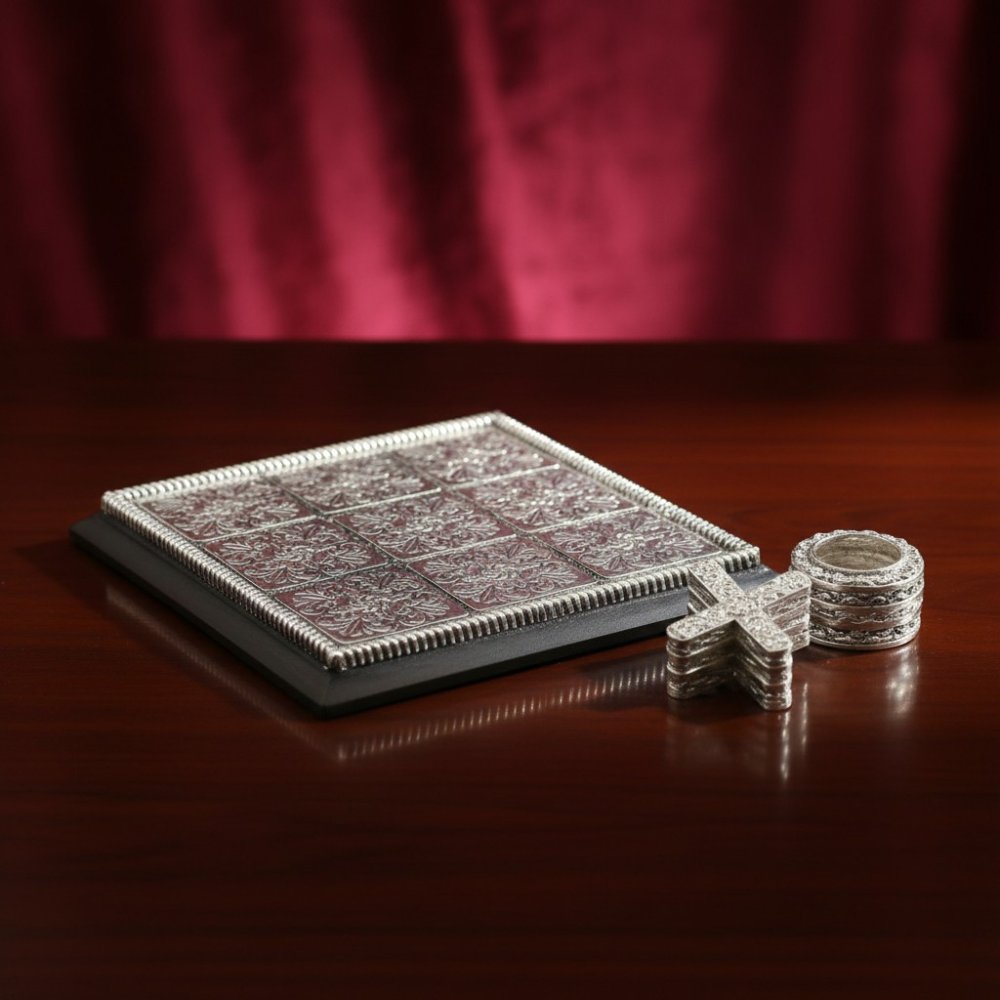 Ornate Silver Tic-Tac-Toe Set