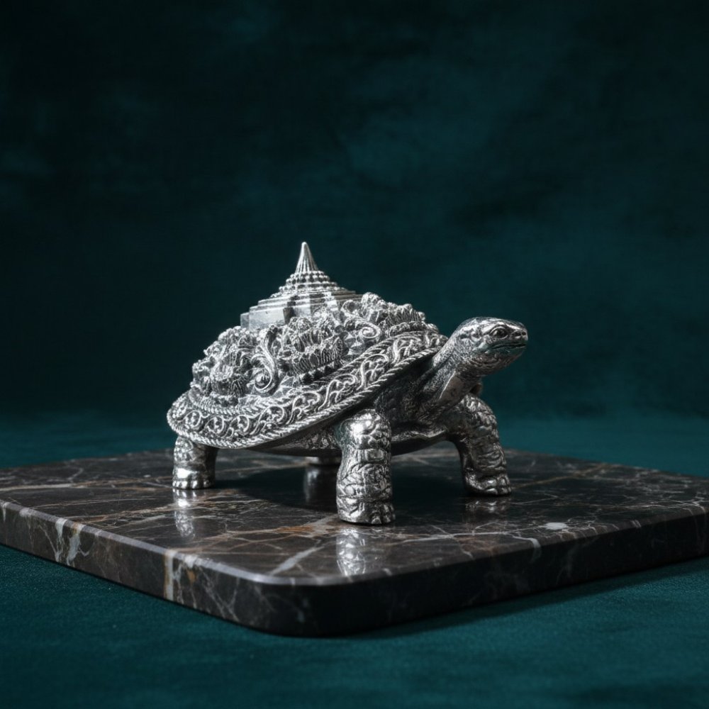 Antique Silver Sri Kurma Meru Yantra