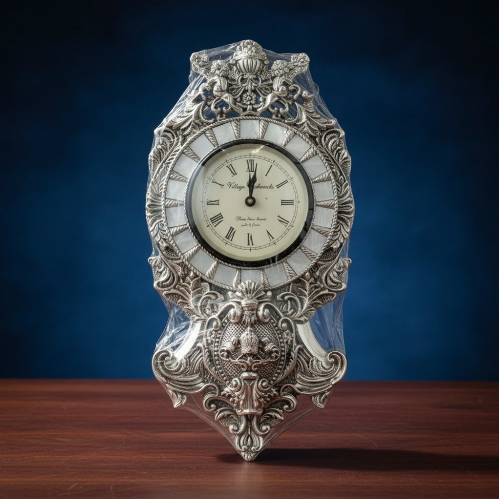 Antique Royal Silver Table Clock