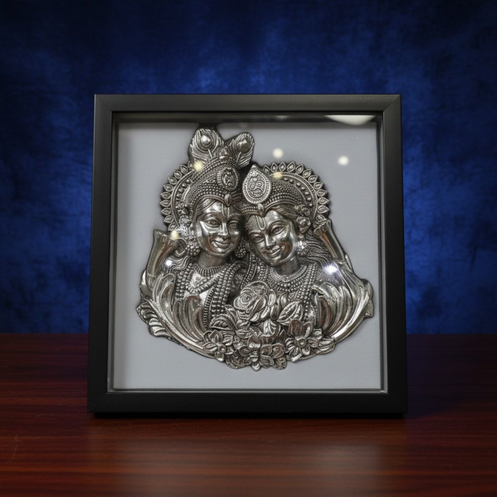 Divine Radha Krishna Illuminated Silver Frame(LED)