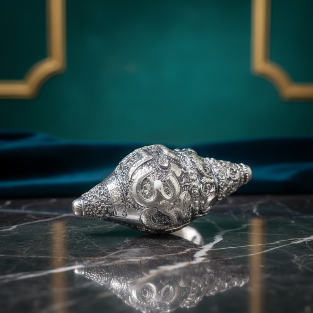 Silver Om Shankh (Conch)