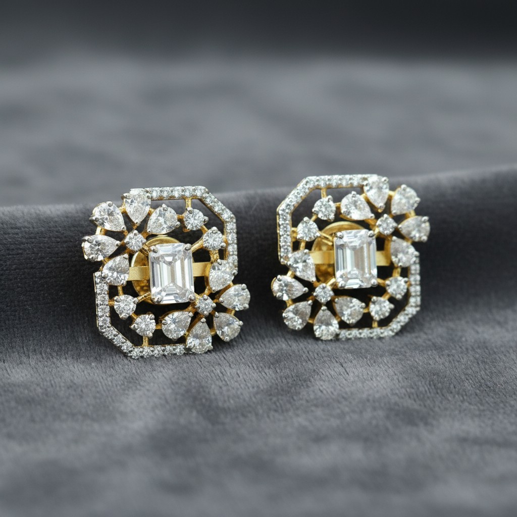 Aura Emerald-Cut Halo Studs