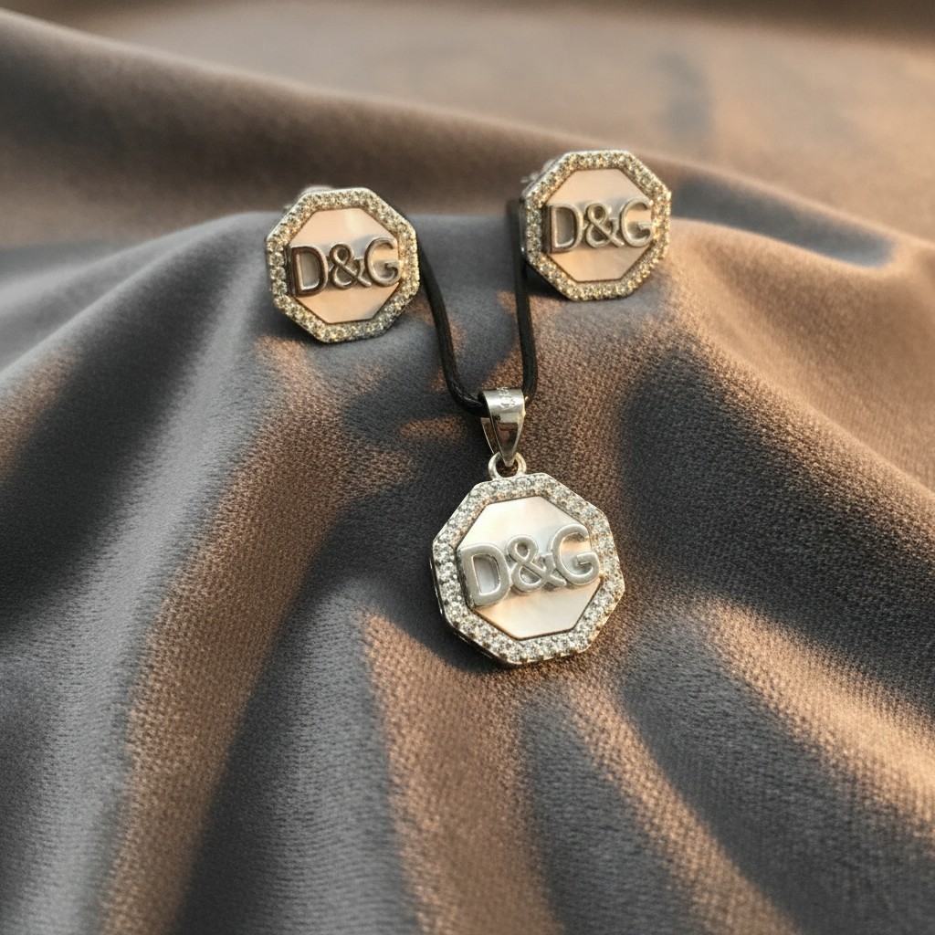 Geometric Monogram Pendant & Earring Set