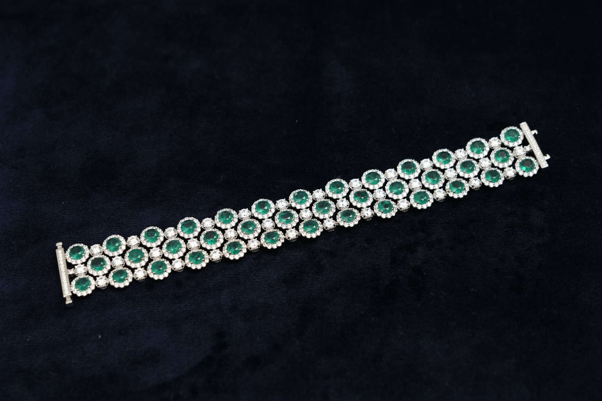 Vintage-Inspired Three-Row Emerald Bracelet