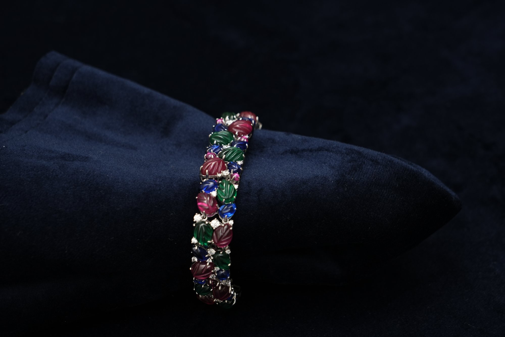 "Tutti Frutti" Carved Gemstone Statement Bracelet