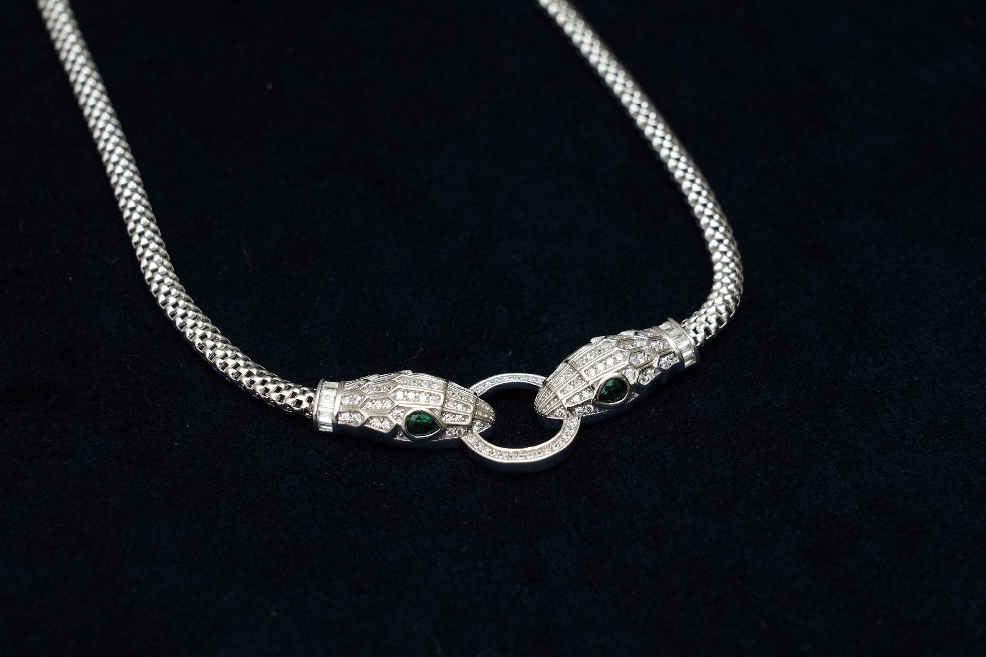 Dual Serpentine Emerald-Eye Necklace