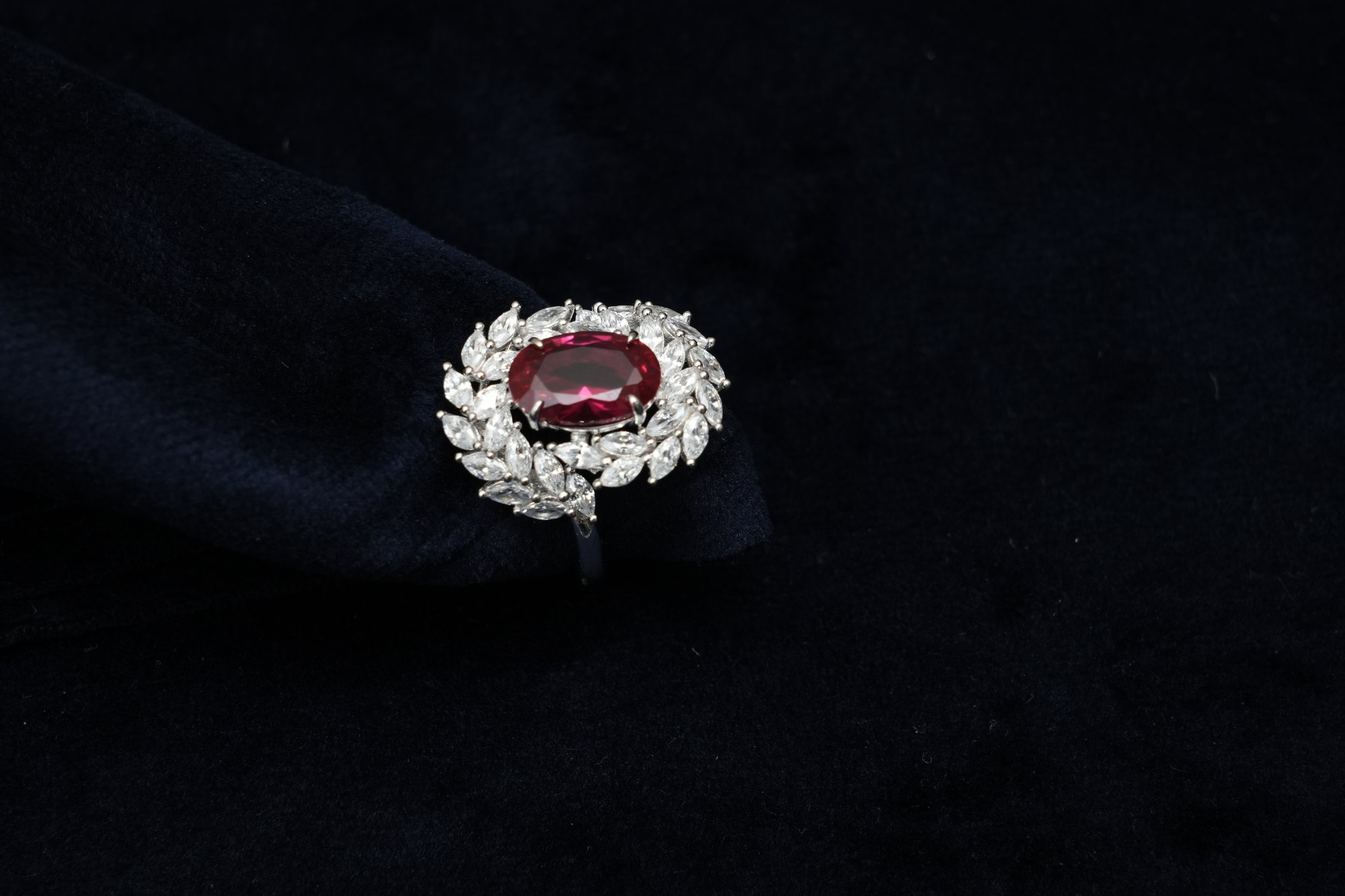 The Empress Ruby-Red Halo Ring