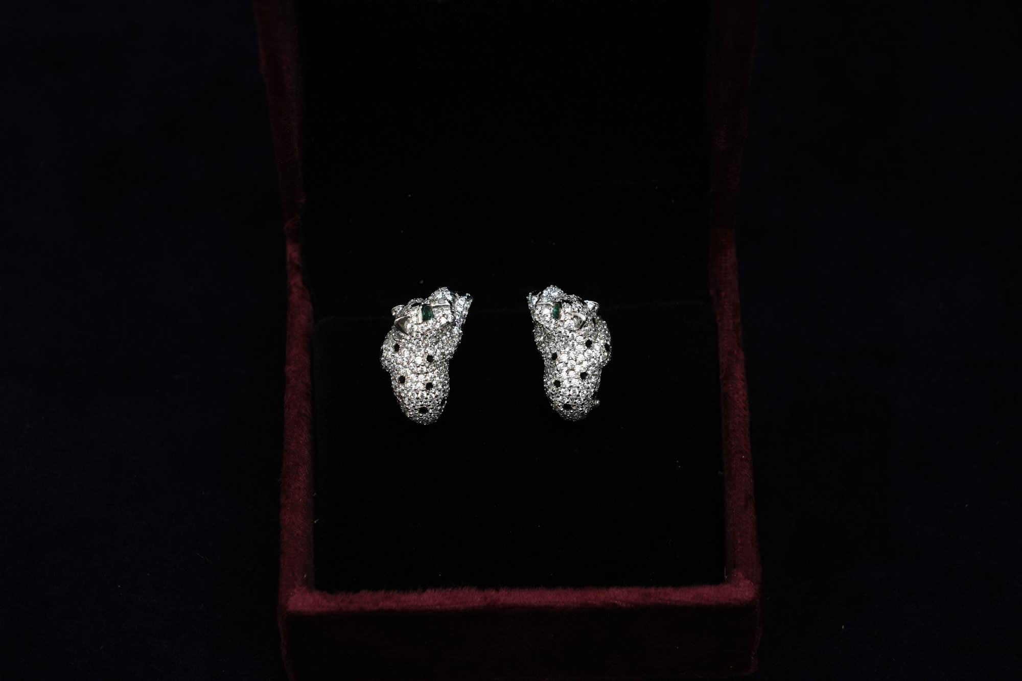 Panther Head Pavé Stud Earrings.