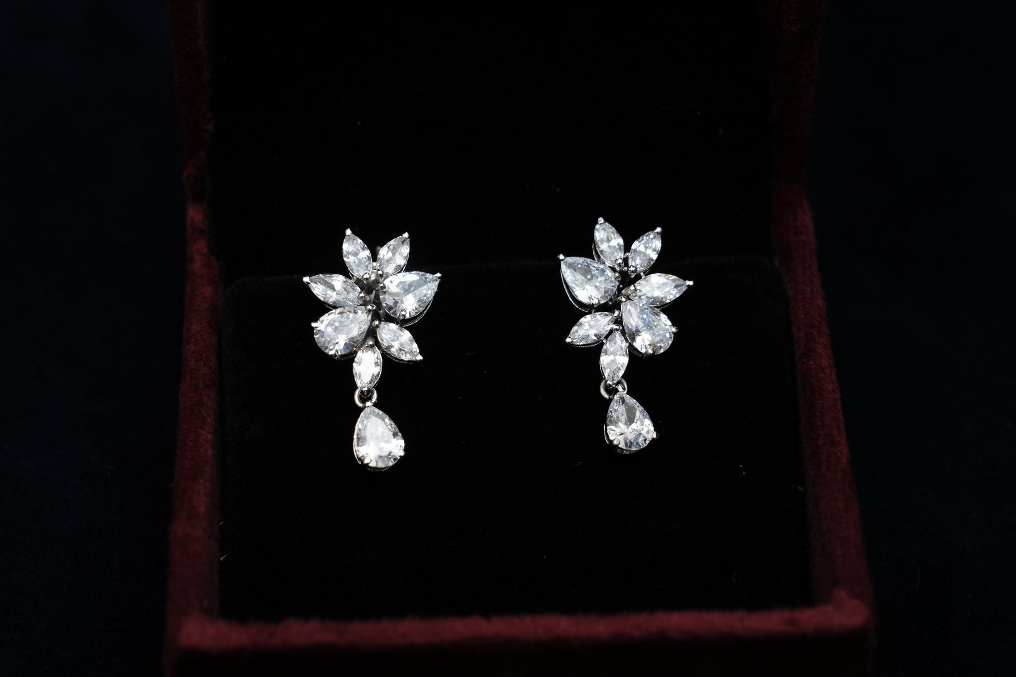 Flora Drop Marquise & Pear Cut Earrings