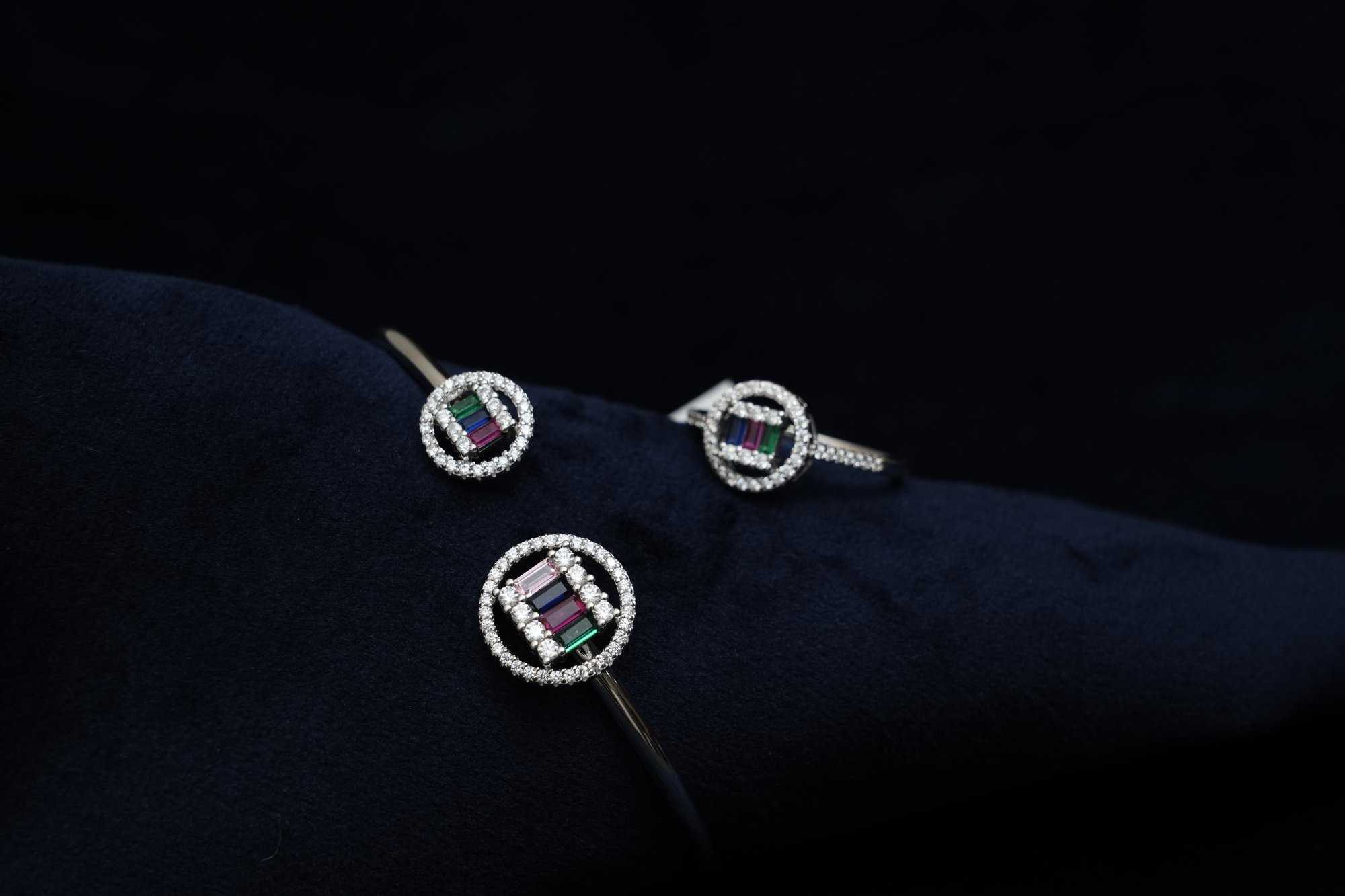 Prism Baguette Open Cuff Kada & Ring