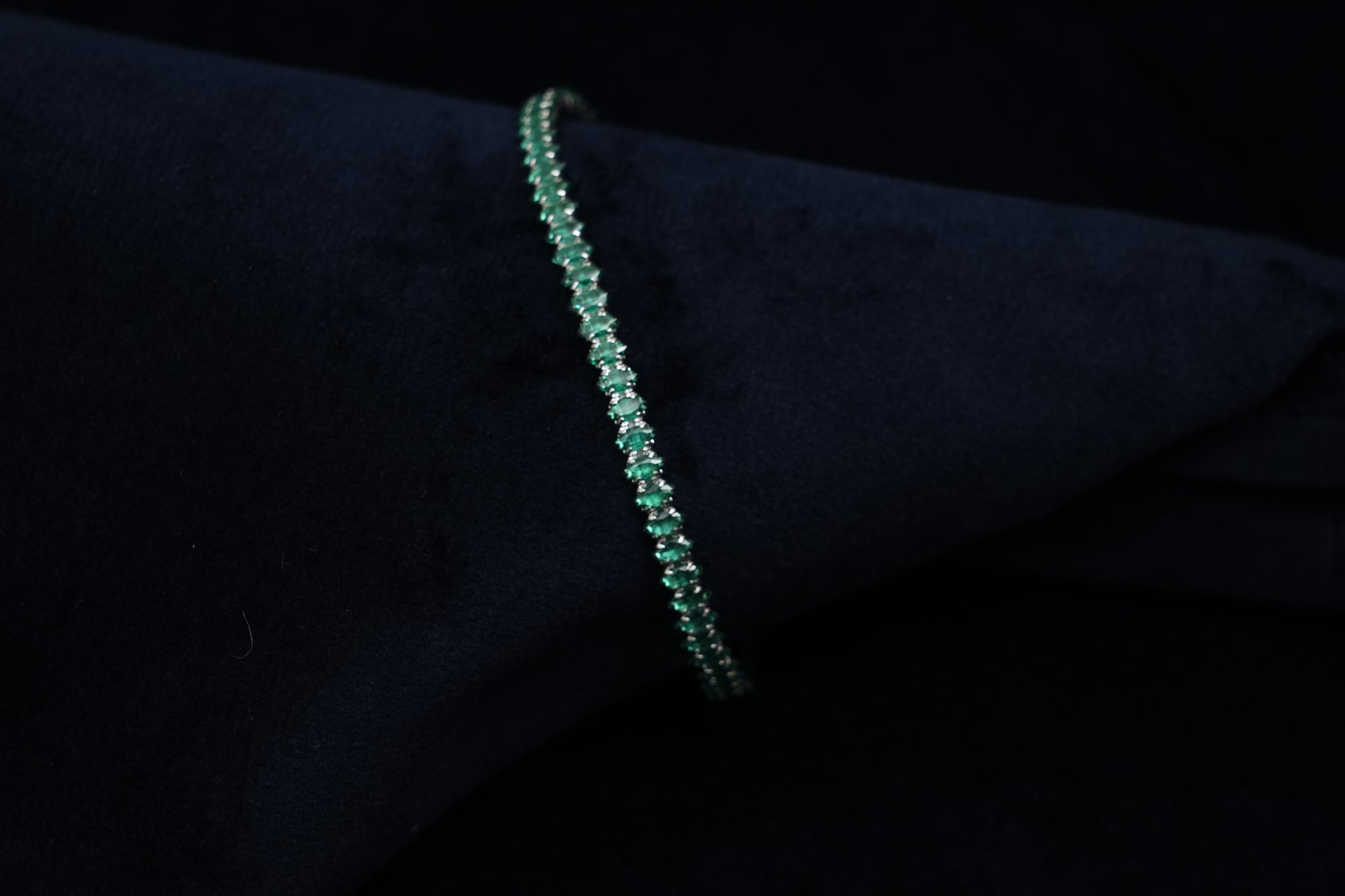 Petite Emerald-Cut Green Spinel Tennis Bracelet