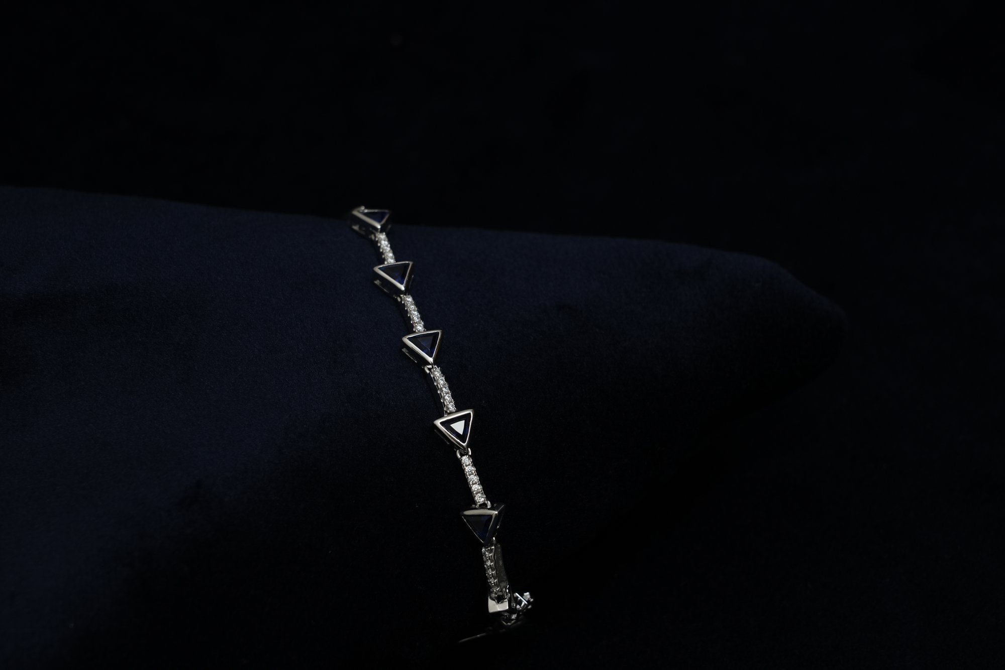 The "Sapphire Geometric" Triangle Link Bracelet