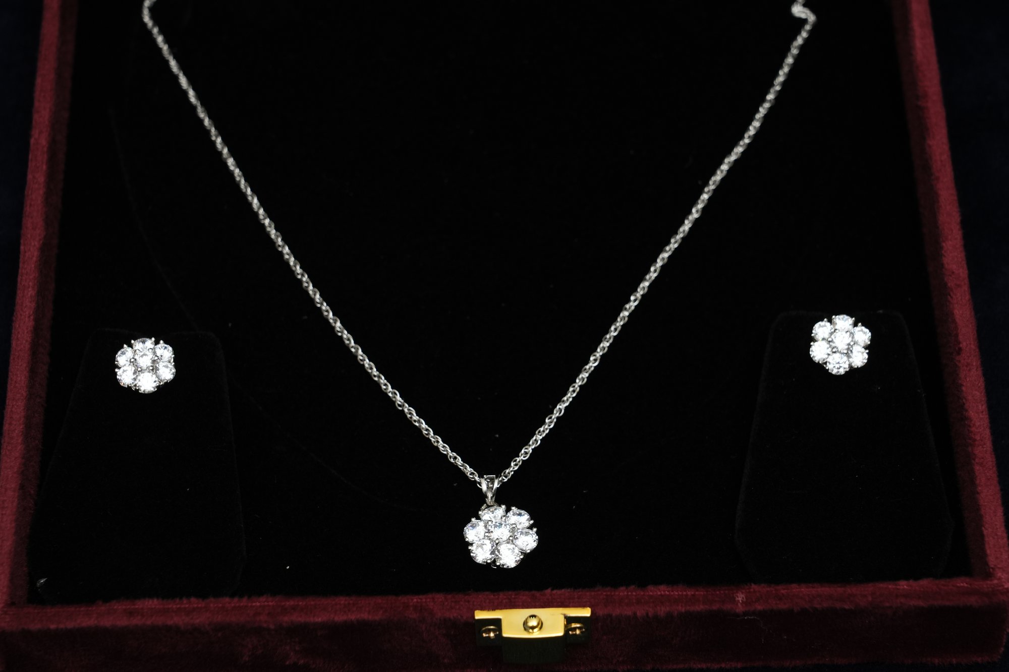 Everlasting Bloom: Floral Pendant & Earring Set