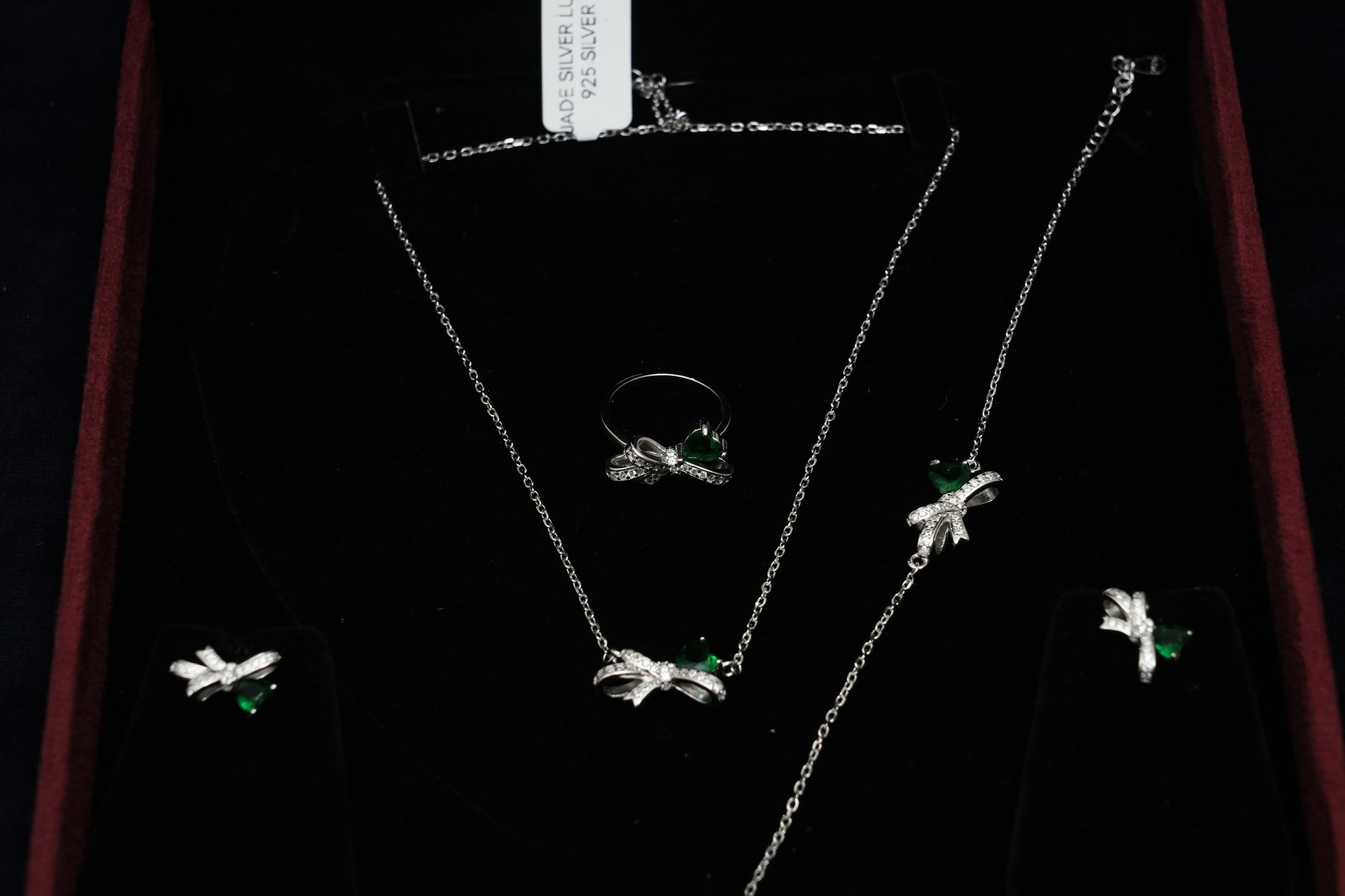 Emerald Enchantment Bow Jewelry Set.
