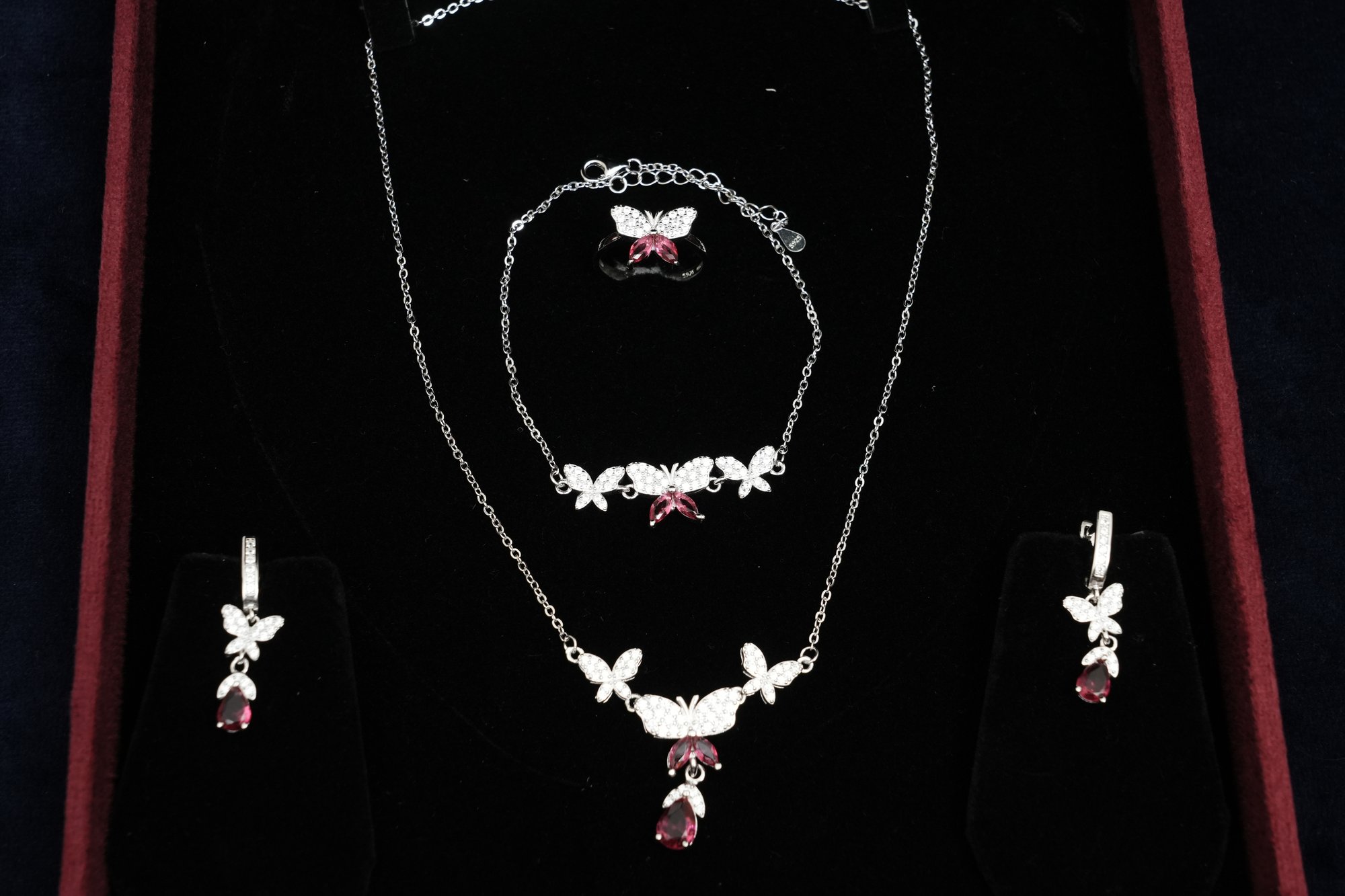"Aura of the Monarch" Ruby Butterfly Jewelry Set