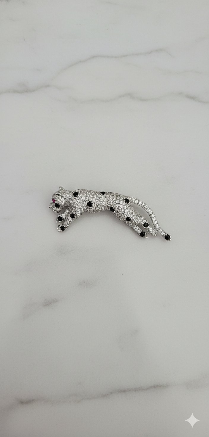 Leaping Panther Pavé Brooch